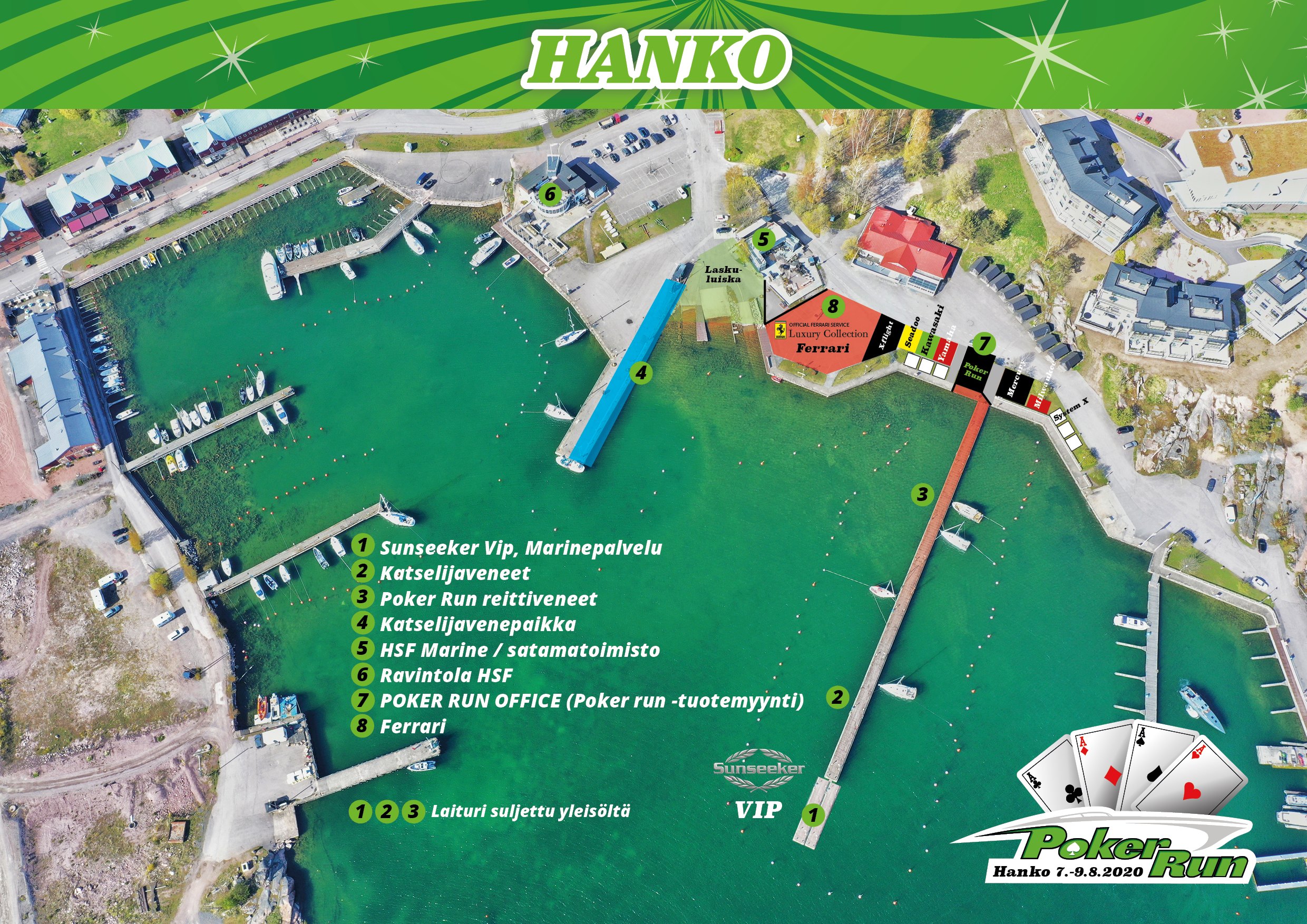 PokerRun kartta Hanko - Poker Run